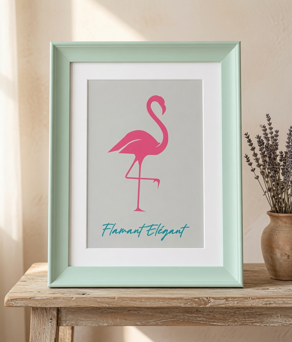 Tableau Flamant Élégant grand format